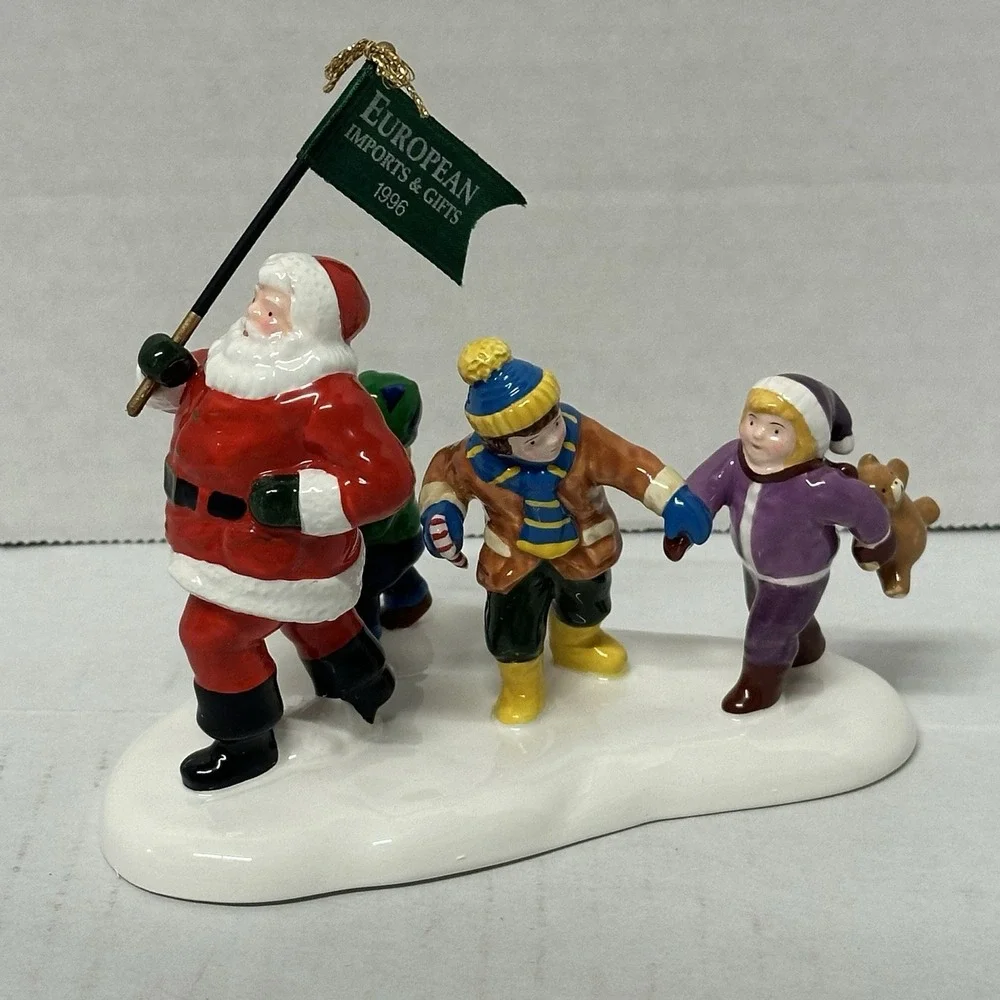 Department 56 Here Comes Santa Christmas Snow Village 1996 Ceramic Ornament 7762